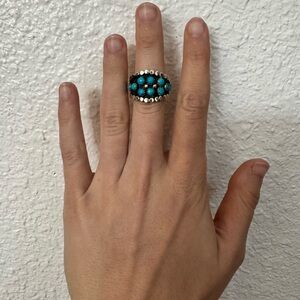 Turquoise and Silver Women's Ring signed + stamped